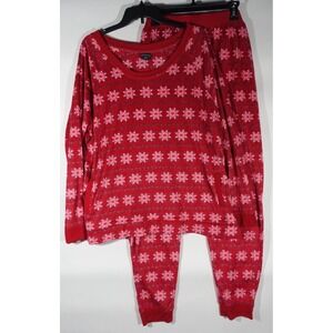 Covington Pajama Set Women 2X Soft Fleece Polyester Red Stars Handwarmer Pocket